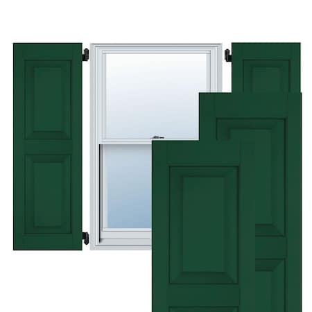 12W X 47H Exterior Real Wood Pine Raised Panel Shutters, Chrome Green PR